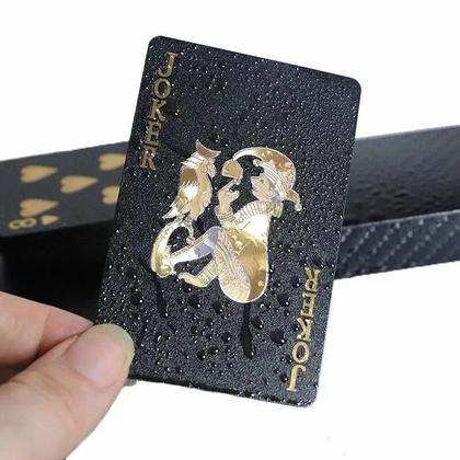 Imagem de Cartas de Poker de Plástico à Prova d'Água - Preto e Dourado