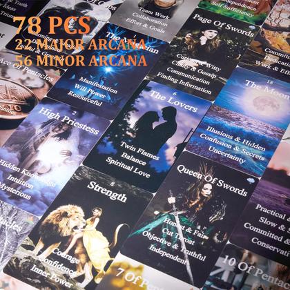 Imagem de Cartas de tarô BQLXBABLT exclusivas para iniciantes com significados 78 unidades