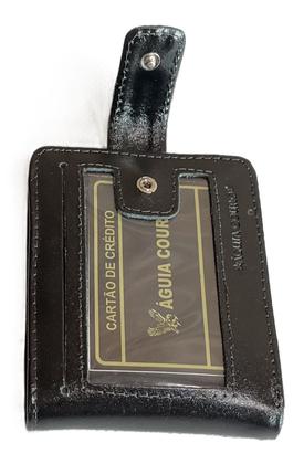 Imagem de Carteira Águia Couro Fecho Botão Em Couro Com Visor Externo Couro Legítimo Porta Cartões Dinheiro CNH Fina Compacta Resistente Presente Elegante