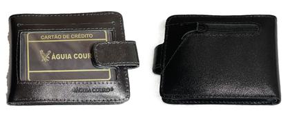 Imagem de Carteira Águia Couro Fecho Botão Em Couro Com Visor Externo Couro Legítimo Porta Cartões Dinheiro CNH Fina Compacta Resistente Presente Elegante