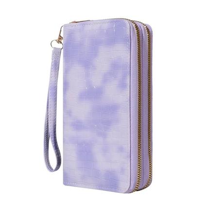 Imagem de Carteira Clutch Feminina Chique Vintage De Camada Dupla Com Zíper Retrô E Alça De Pulso Para