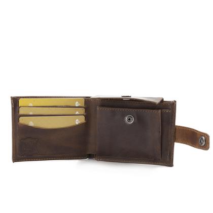 Imagem de Carteira Couro Masculina Porta Cartão Moedas Documentos Fecho de Botão