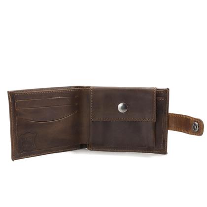 Imagem de Carteira Couro Masculina Porta Cartão Moedas Documentos Fecho de Botão
