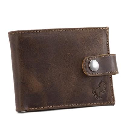 Imagem de Carteira Couro Masculina Porta Cartão Moedas Documentos Fecho de Botão