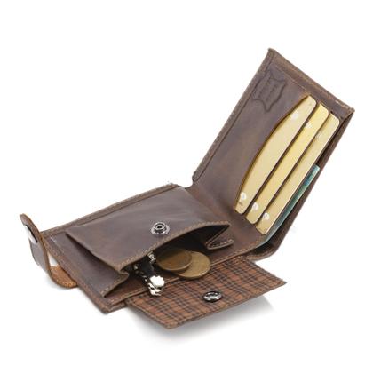 Imagem de Carteira Couro Masculina Porta Cartão Moedas Documentos Fecho de Botão