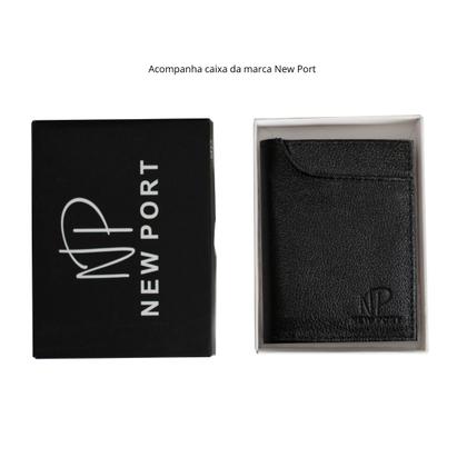Imagem de Carteira de Couro Masculina Porta Cartão Casual New Port