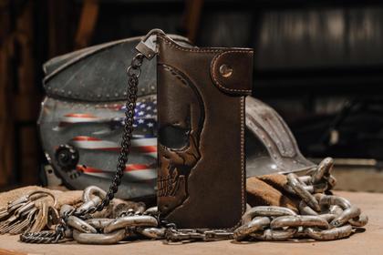 Imagem de Carteira de motociclista House of Jack Co. Couro Snap Skull Grommet