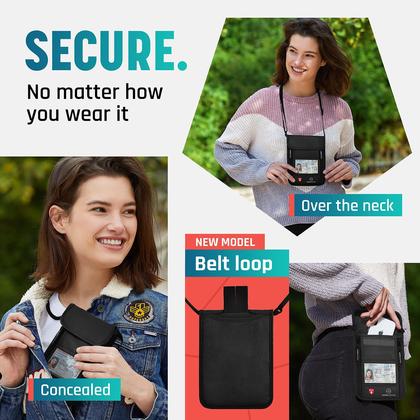 Imagem de Carteira de Pescoço Alpha Keeper com Bloqueio RFID - Bolsa de Viagem Feminina