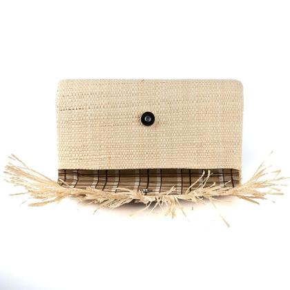 Imagem de Carteira Feminina Palha Praia Retangular Imã Lisa Casual