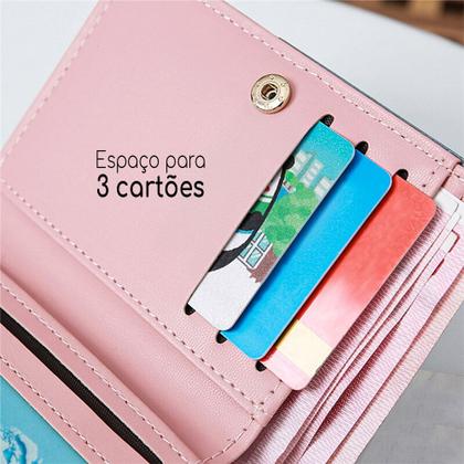 Imagem de Carteira Feminina Slim Pequena Porta Cartão Documentos Couro
