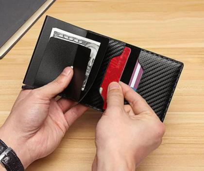 Imagem de Carteira Futuro Rfid Slim Porta Cartões De Couro Antifurto