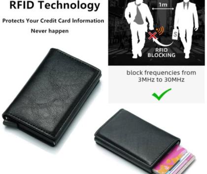 Imagem de Carteira Futuro Rfid Slim Porta Cartões De Couro Antifurto