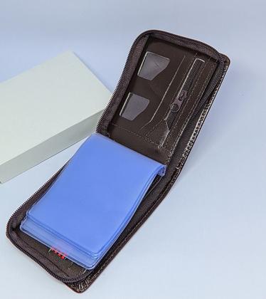 Imagem de Carteira Masculina Couro Legitimo Lisa pequena Marrom Preto Porta Cartão Moedas RG CNH com Ziper Presente Pais + Caixa