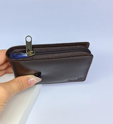 Imagem de Carteira Masculina Couro Legitimo Lisa pequena Marrom Preto Porta Cartão Moedas RG CNH com Ziper Presente Pais + Caixa