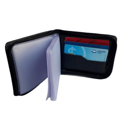 Imagem de Carteira masculina de couro preta ziper porta documentos CNH