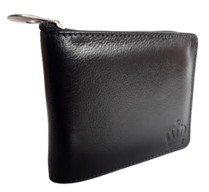 Imagem de Carteira masculina de couro preta ziper porta documentos CNH