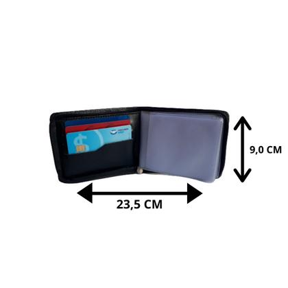 Imagem de Carteira masculina de couro preta ziper porta documentos CNH