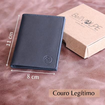 Imagem de Carteira Masculina Feminina Couro Vertical Slim Porta Cartões CNH RG Marca Bellvolpe
