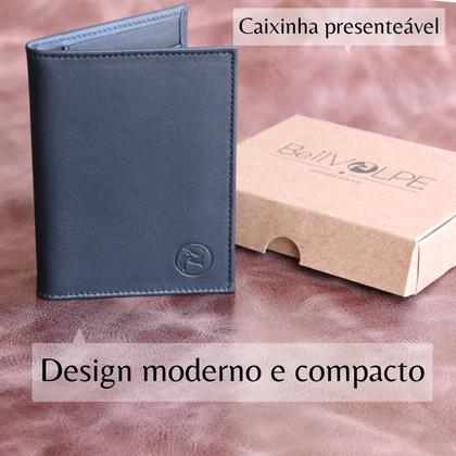 Imagem de Carteira Masculina Feminina Couro Vertical Slim Porta Cartões CNH RG Marca Bellvolpe