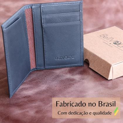 Imagem de Carteira Masculina Feminina Couro Vertical Slim Porta Cartões CNH RG Marca Bellvolpe