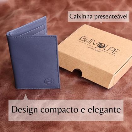 Imagem de Carteira Masculina Feminina Mini Porta Cartões Slim Couro Legítimo Marca BELLVOLPE