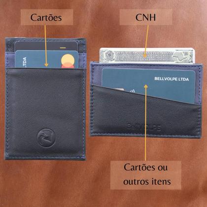 Imagem de Carteira Masculina Feminina Porta Cartões Slim Couro Legítimo Marca Bellvolpe