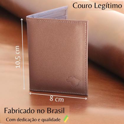 Imagem de Carteira Masculina Feminina Slim Porta Cartões Cédulas Couro Marca BRASILE
