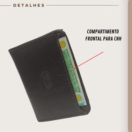 Imagem de Carteira Masculina Pequena Slim Porta Cartão Couro Legítimo