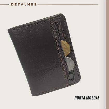 Imagem de Carteira Masculina Pequena Slim Porta Cartão Couro Legítimo