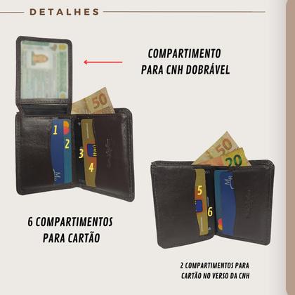 Imagem de Carteira Masculina Pequena Slim Porta Cartão Couro Legítimo