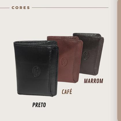 Imagem de Carteira Masculina Pequena Slim Porta Cartão Couro Legítimo