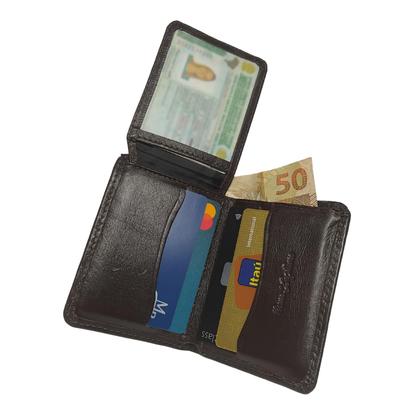 Imagem de Carteira Masculina Pequena Slim Porta Cartão Couro Legítimo