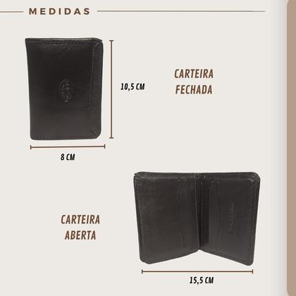 Imagem de Carteira Masculina Pequena Slim Porta Cartão Couro Legítimo