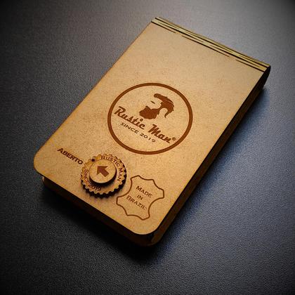 Imagem de Carteira Masculina Porta Cartão De Couro Legítimo Modelo Ultra Slim Marca Rustic Man com Caixa de Madeira