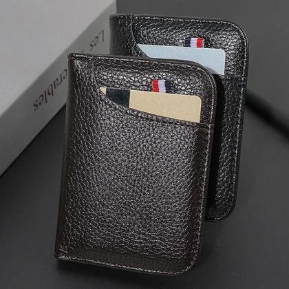 Imagem de Carteira Masculina Slim De Couro PU Macio, Mini Porta-Cartões Portátil, Carteira Curta Para Cartões