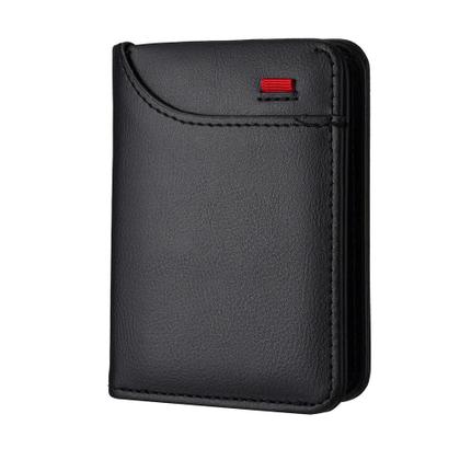Imagem de Carteira Masculina Slim Minimalista Em Couro PU, Porta-Cartões De Crédito Fino E Macio, Estojo