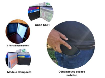 Imagem de Carteira Mini Couro Compacta Porta Cartão Cnh Masculina