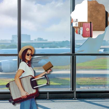 Imagem de Carteira Para Passaporte Viagem Vintage Cartão Chip Unissex