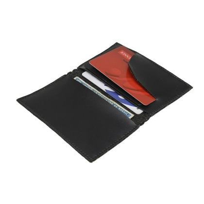 Imagem de Carteira Porta Cartão Couro Antifurto Masculino Preto Estiloso