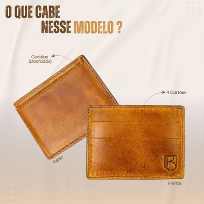 Imagem de Carteira Porta Cartão Masculino Couro Legítimo Minimalista