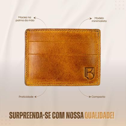 Imagem de Carteira Porta Cartão Masculino Couro Legítimo Minimalista