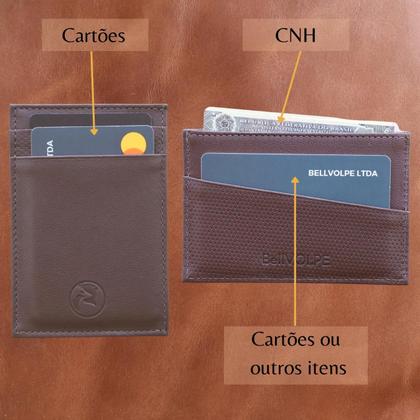 Imagem de Carteira Porta Cartões Couro Legítimo Masculino Feminino Atacado Loja de Fábrica