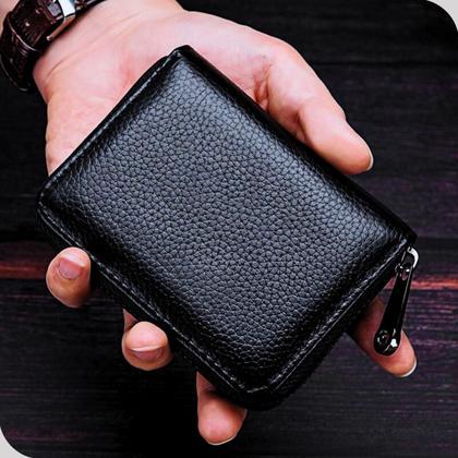 Imagem de Carteira Porta Cartões material sintético Preto Com Zíper 11x8cm