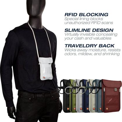 Imagem de Carteira Stash Neck com bloqueio de RFID Lewis N. Clark Taupe