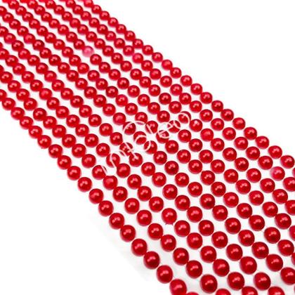 Imagem de Cartela Adesiva Meia Perola 5mm Vermelho - 520 unidades