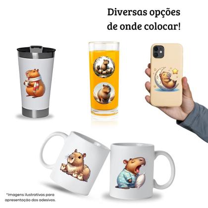 Imagem de Cartela Adesivos Capivara Capybara DTF UV Prova D'Água