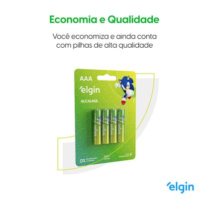 Imagem de Cartela com 4 pilhas AAA Alcalina Energy Elgin
