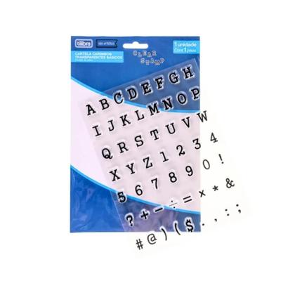 Imagem de Cartela de Carimbo Transparente Tilibra Clear Stamp Básico Letras