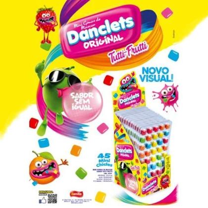 Cartela de Chicletes 5x9 no Sabor Tutti-Frutti Caixa c/ 15Un