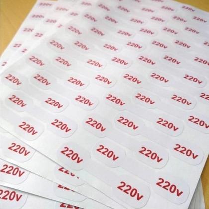 Imagem de Cartela Etiqueta - Adesivo De Voltagem - 220v - Para Fios E Cabos